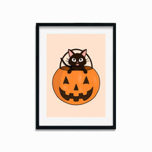 Laden Sie das Bild in den Galerie-Viewer, Trick or Treat! Pumpkin Kitty | Art Print - Scaredy Cat Studio