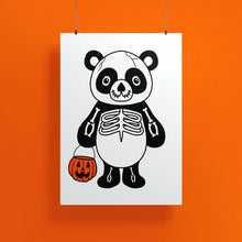 Laden Sie das Bild in den Galerie-Viewer, Panda in a Skeleton Costume | Art Print - Scaredy Cat Studio