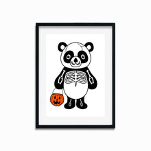 Laden Sie das Bild in den Galerie-Viewer, Panda in a Skeleton Costume | Art Print - Scaredy Cat Studio
