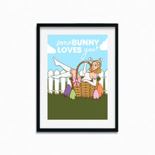 Laden Sie das Bild in den Galerie-Viewer, "SomeBunny Loves You" Easter Bunny Girl | Art Print - Scaredy Cat Studio