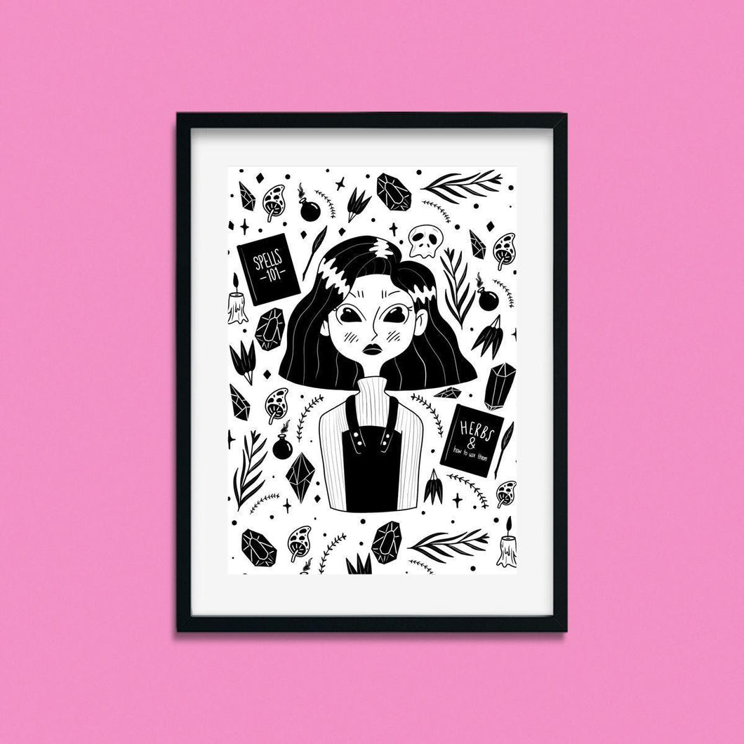 Amelia the Witch Student | Art Print - Scaredy Cat Studio