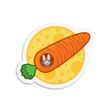 Load image into Gallery viewer, Astronaut Bunny in Carrot Rocket | 3-inch Waterproof Sticker
