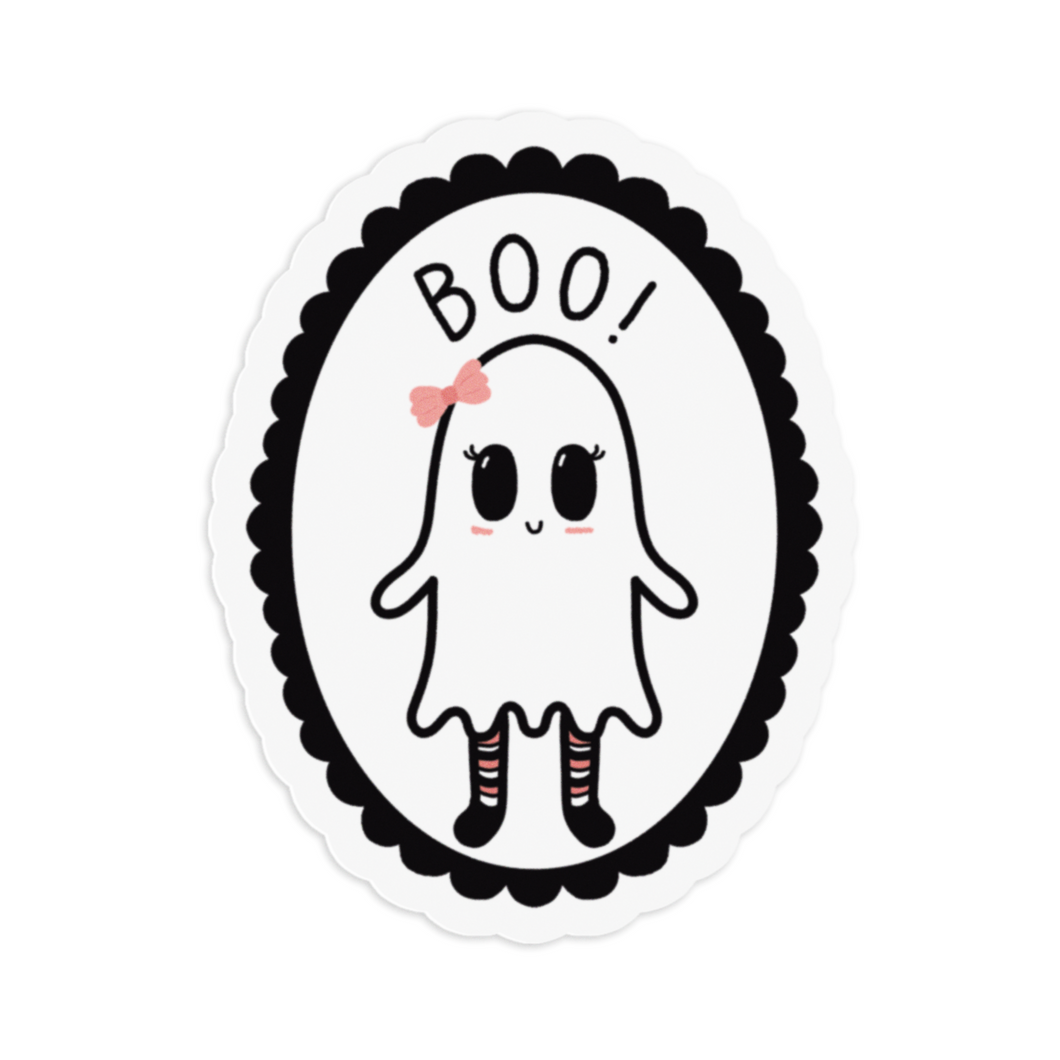 Boo! Cute Ghost Girl | 3-inch Waterproof Sticker