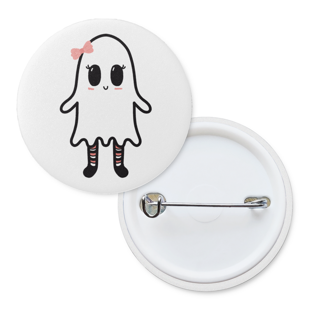 Boo! Cute Ghost Girl | Pinback Badge Button