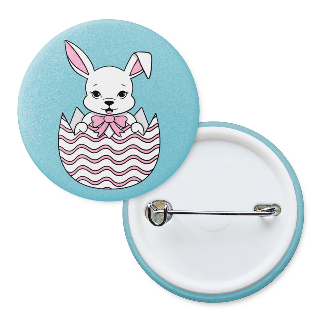 Bunny in Easter Egg | Pinback Badge Button