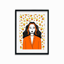 Load image into Gallery viewer, Candy Corn Girl | Art Print - Scaredy Cat Studio
