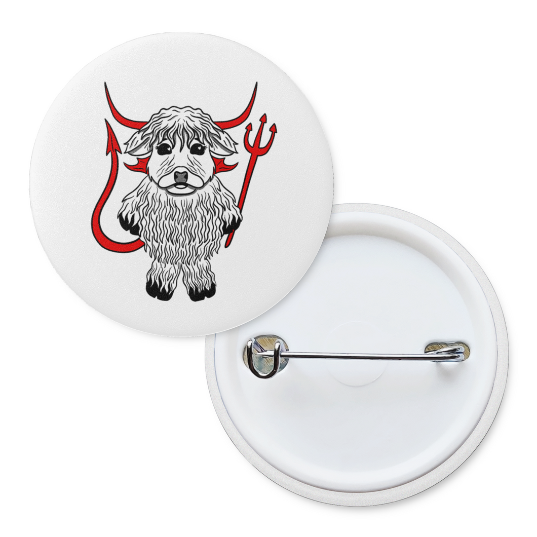 Highland Cow in a Devil Costume | Pinback Badge Button