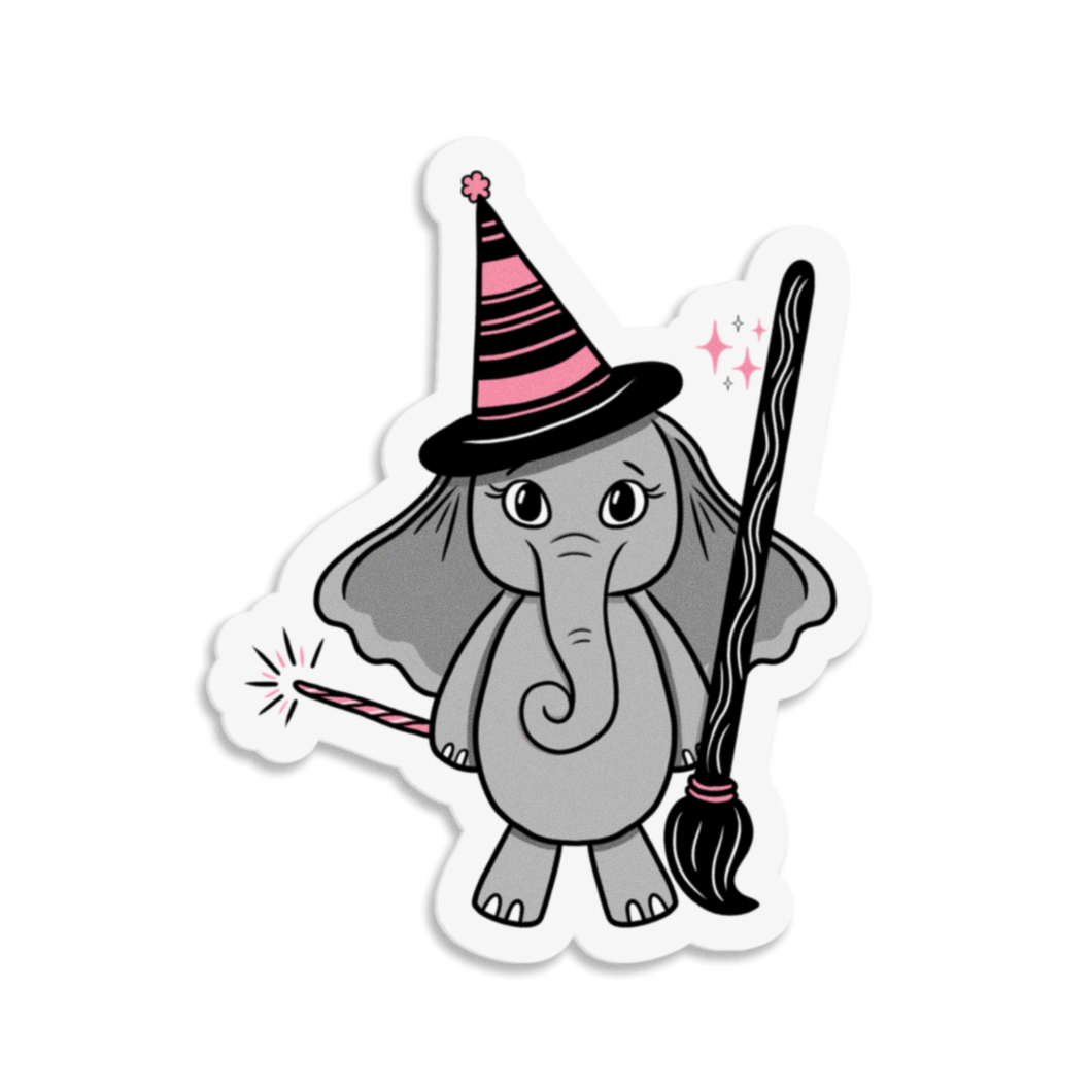 Elephant in a Witch Costume | 3-inch Waterproof Sticker