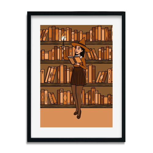 Spell-Casting Witch | Haunted Library | Art Print - Scaredy Cat Studio