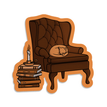 Load image into Gallery viewer, Comfy Cat | Haunted Library | 3-inch Waterproof Sticker
