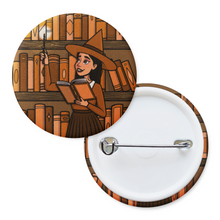 Load image into Gallery viewer, Spell-Casting Witch | Haunted Library | Pinback Badge Button
