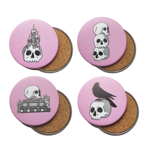 Memento Mori | Round Beverage Coaster Set - Scaredy Cat Studio