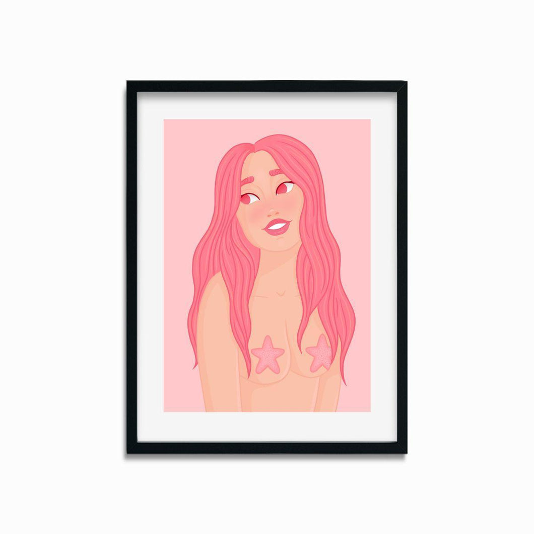 Pretty in Pink Mermaid | Art Print - Scaredy Cat Studio