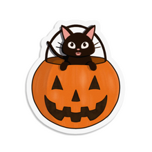 Load image into Gallery viewer, Trick or Treat! Pumpkin Kitty | 3-inch Waterproof Sticker
