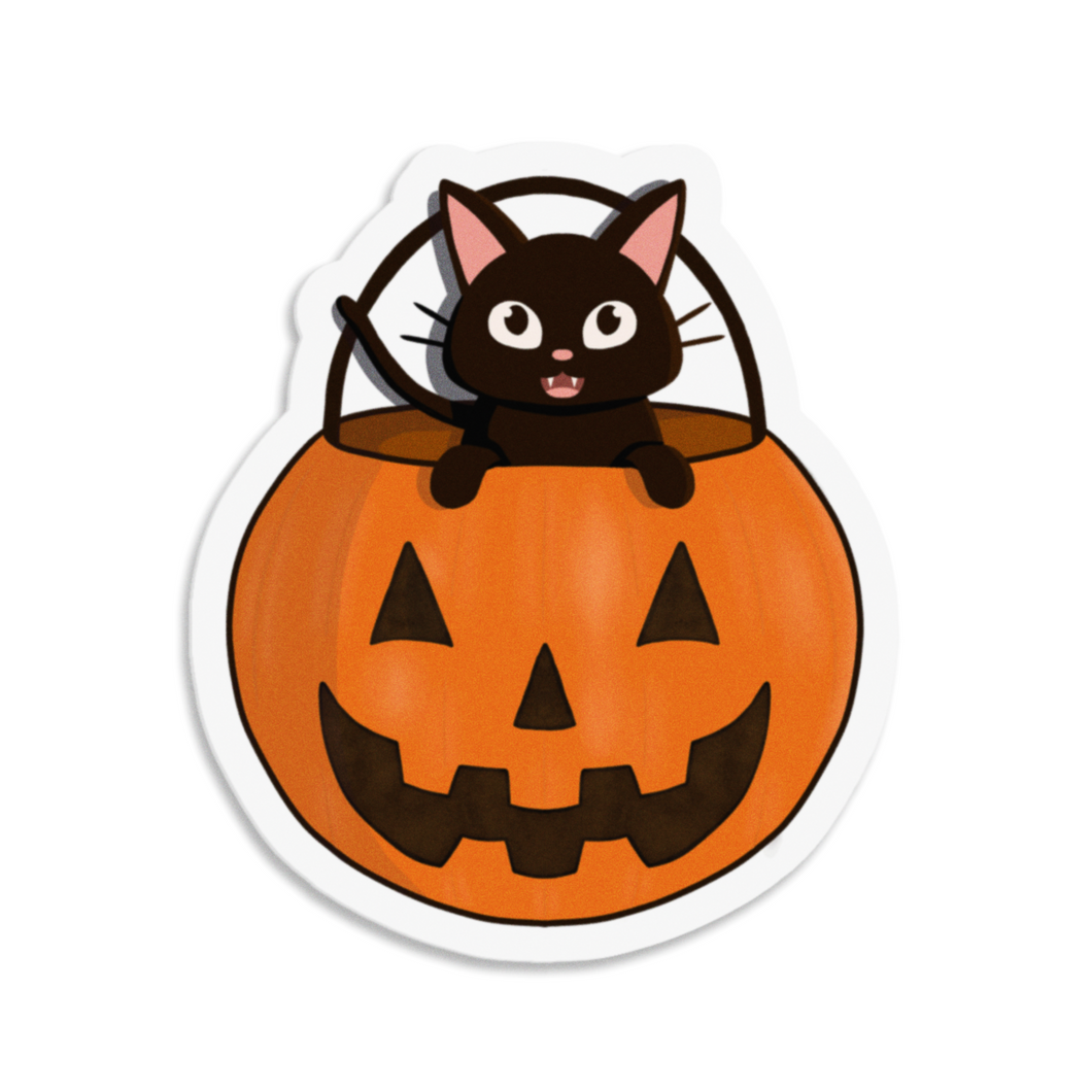 Trick or Treat! Pumpkin Kitty | 3-inch Waterproof Sticker