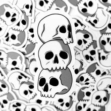 Load image into Gallery viewer, Skull Stack | 3-inch Waterproof Sticker - Scaredy Cat Studio
