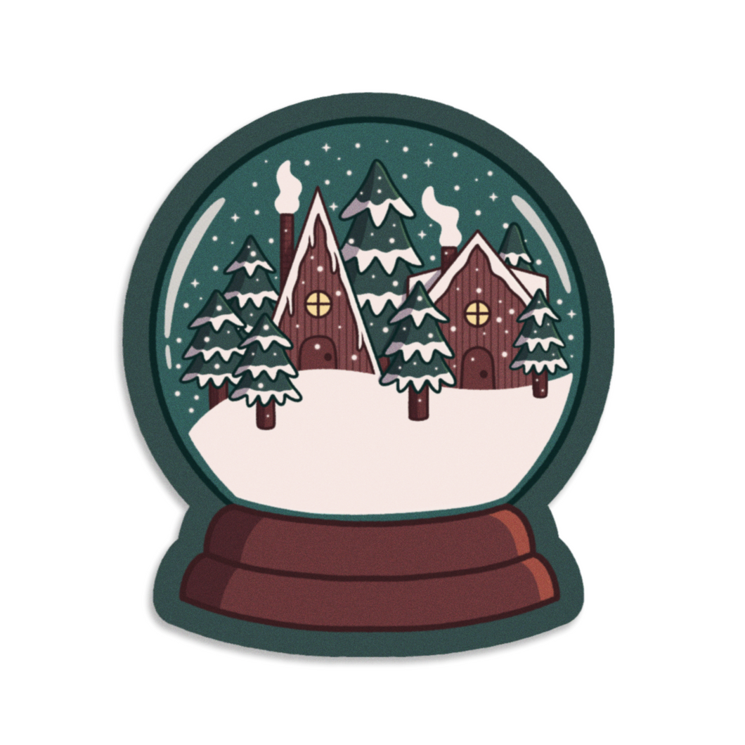 Snowy Cabin Snow Globe | 3-inch Waterproof Sticker