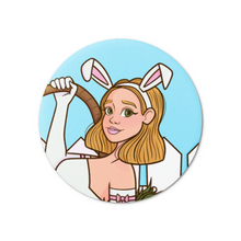 Load image into Gallery viewer, &quot;SomeBunny Loves You&quot; Easter Bunny Girl | Pinback Badge Button
