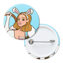 Load image into Gallery viewer, &quot;SomeBunny Loves You&quot; Easter Bunny Girl | Pinback Badge Button
