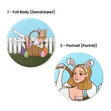 Load image into Gallery viewer, &quot;SomeBunny Loves You&quot; Easter Bunny Girl | Pinback Badge Button
