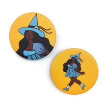 Load image into Gallery viewer, Joyful Spring Witch | Pinback Badge Button - Scaredy Cat Studio
