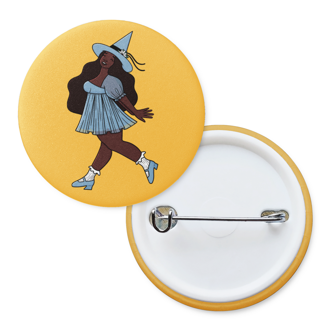 Joyful Spring Witch | Pinback Badge Button